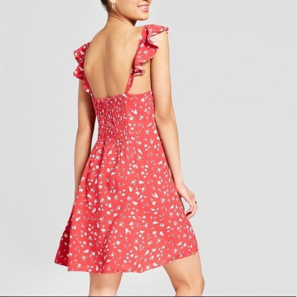 FINAL PRICE! NWOT Floral Button Down Ruffle Sleeve Cami Sundress Mini Dress